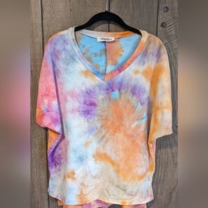 Tie dye short sleeve doleman top